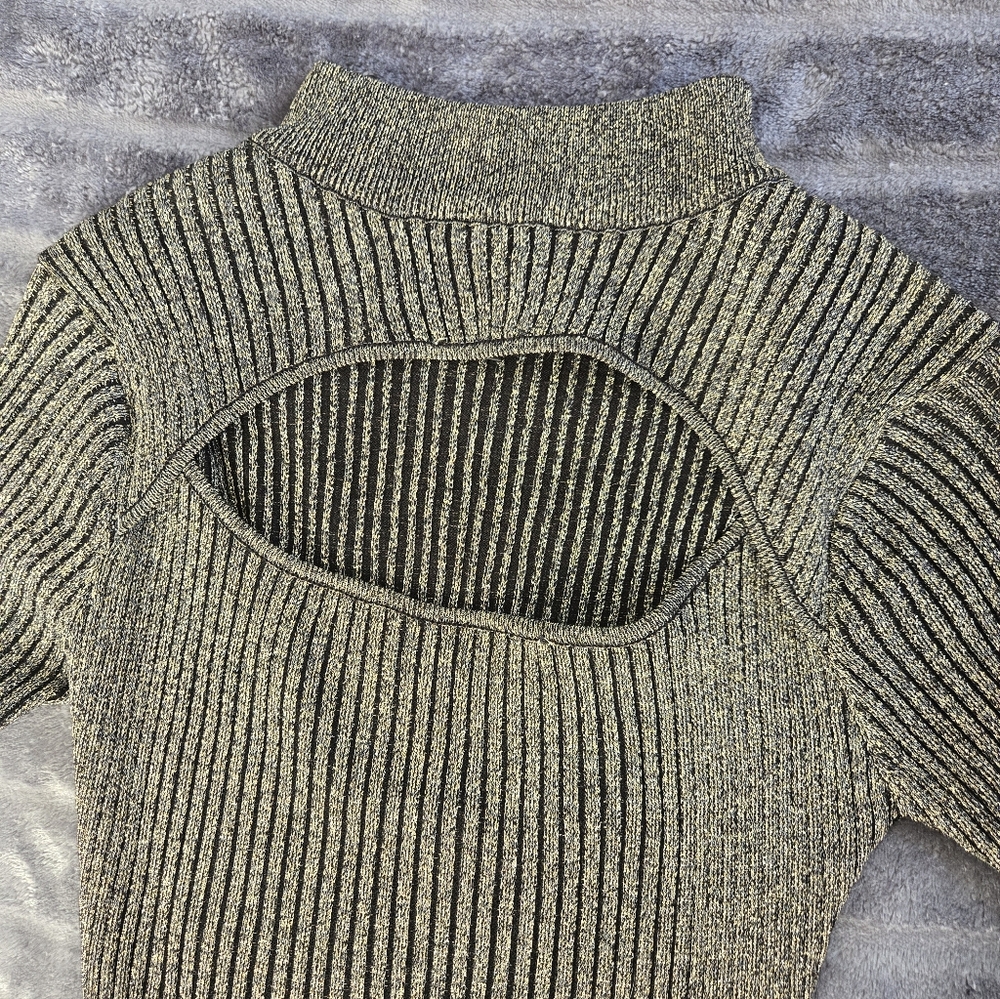 Say What Ribbed Knit Sparkly Long Sleeve Dress Size Medium - Picture 3 of 7